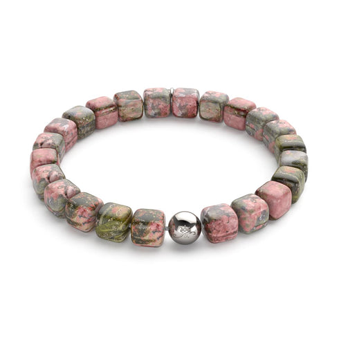 Jaspe Unakite | Argent | Bracelet Galet Pierres Précieuses